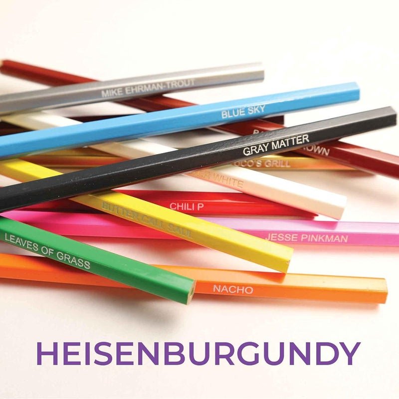 Pun Labs Coloring Bad Colored Pencil Set for Fans of Breaking Bad | Set of 12 Breaking Bad-Inspired Parody Pencils | Each Color Pencil is Foil-Stamped with Clever Show References | Great Gift for Fans - Image 5